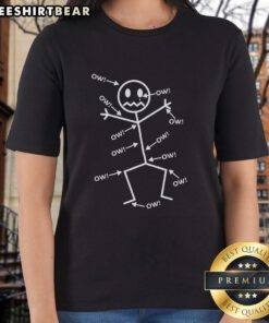 Top Everything Hurts Stick Man in Pain graphic on a ladies tee, perfect for expressing humor about feeling unwell.