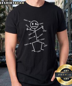 Alt Text: Top Everything Hurts Stick Man In Pain T-Shirt featuring a distressed stick figure, perfect for humor and comfort.