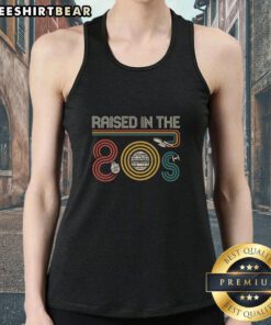 Top I Was Raised In The 80s tank top featuring vibrant retro design, perfect for nostalgic fashion lovers.