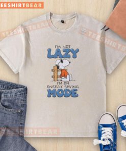 Top Im Not Lazy Im On Energy Saving Mode Snoopy Washed T-Shirt featuring Snoopy graphic on a casual tee.
