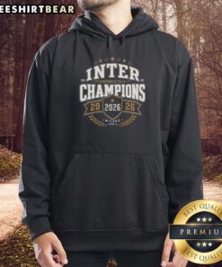 Alt Text: Top Inter Milan Campioni d'Italia 2026 logo hoodie showcasing team pride and stylish design for fans.