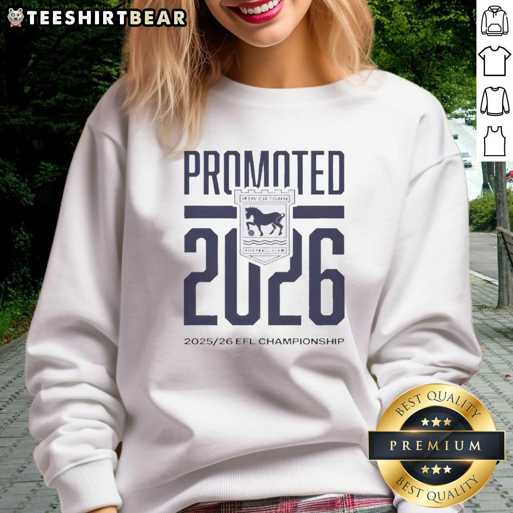 Top Ipswich Town FC 2026 Premier League sweatshirt in blue with team logo, perfect for fans and casual wear.
