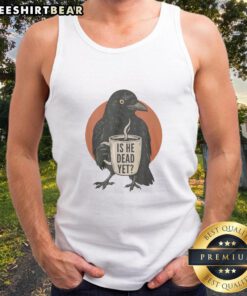 Vintage dark crow and raven humor graphic on a retro tank top, perfect for quirky fashion lovers.
