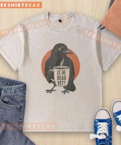 Vintage dark crow and raven humor graphic on a washed t-shirt, perfect for retro style lovers.