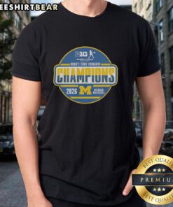 Top Michigan Wolverines 2026 Big Ten Women's Tennis Tournament Champions locker room t-shirt design featuring team colors.