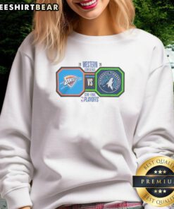 Top Oklahoma City Thunder vs Minnesota Timberwolves 2026 Western Conference Final NBA Playoffs sweatshirt design.