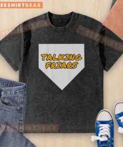 Alt Text: Vintage washed t-shirt featuring the Talking Friars logo, perfect for San Diego Padres baseball fans.