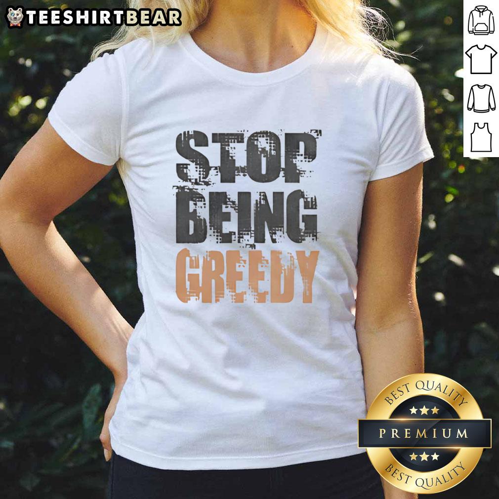 DMX Retro Ladies Tee featuring 'Top Stop Being Greedy' design, perfect for fans of hip-hop and vintage style.