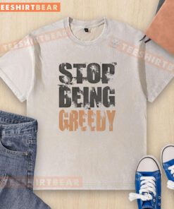 Top Stop Being Greedy DMX Retro Washed T-Shirt featuring a bold graphic design, perfect for fans of classic hip-hop fashion.