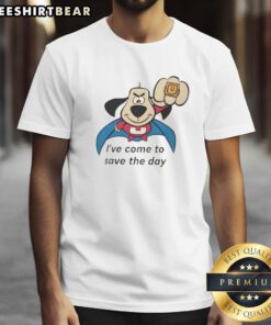 Top Underdog I've Come To Save The Day T-Shirt featuring a bold graphic design, perfect for casual wear and superhero fans.