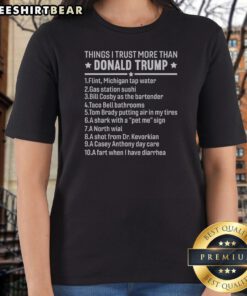 Awesome Anti Trump Sarcastic Political Humor Resistance Statement Ladies Shirt displayed on a model.