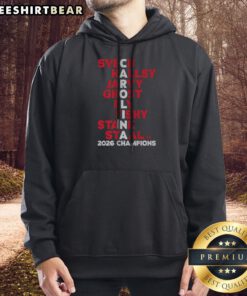 Awesome Carolina Hockey Names 2026 Champs Hoodie in dark color with bold text design