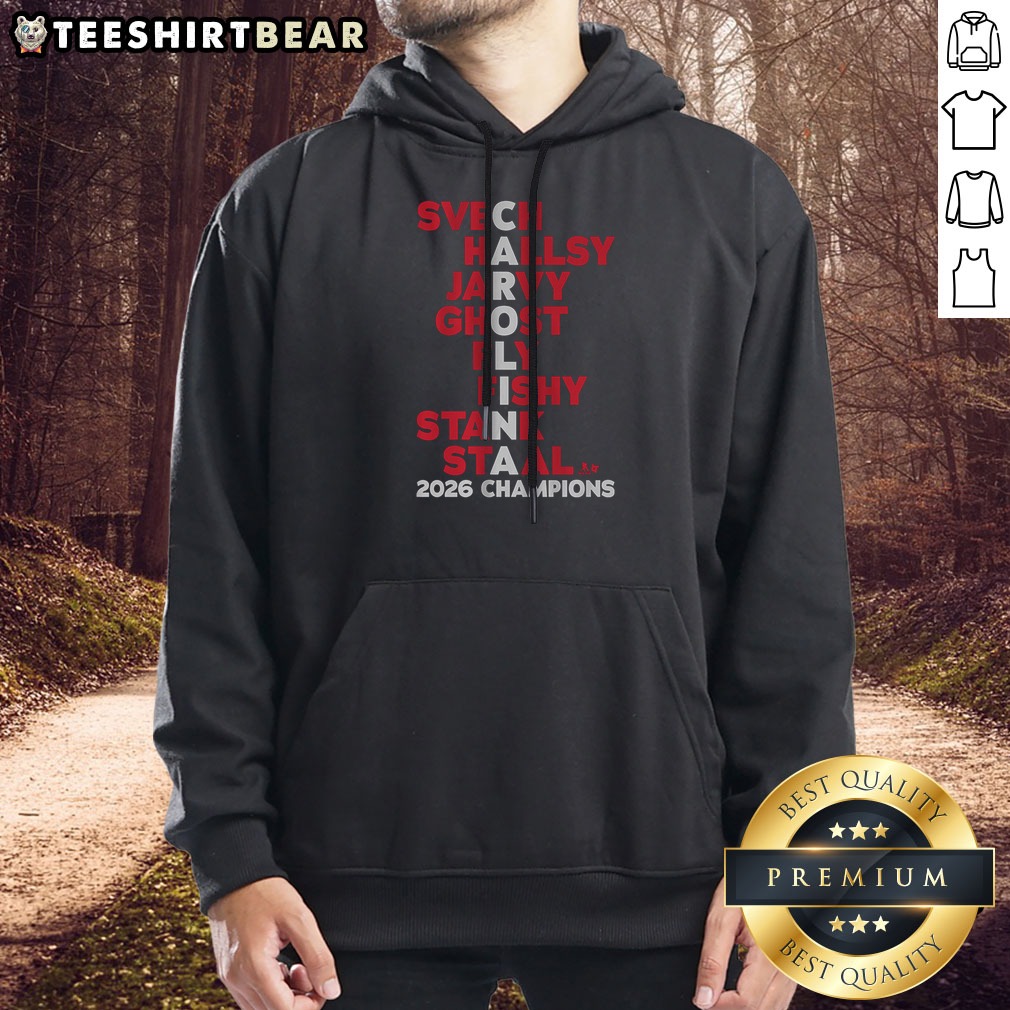 Awesome Carolina Hockey Names 2026 Champs Shirt on Hoodie Awesome Carolina Hockey Names 2026 Champs Shirt shown as a hoodie preview