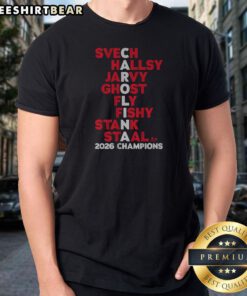 Awesome Carolina Hockey Names 2026 Champs Shirt featuring team names and championship year on a comfortable cotton tee