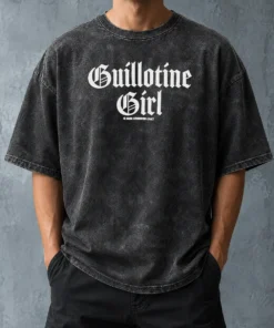 Awesome Guillotine Girl 2026 Creeper Cult Washed T Shirt featuring vintage washed cotton fabric and bold graphic print