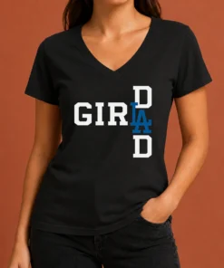 Awesome Los Angeles Dodgers LA Girl Dad V-Neck Shirt