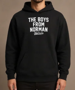 Awesome Oklahoma The Boys From Norman Hoodie in charcoal gray, front view with kangaroo pocket and hood