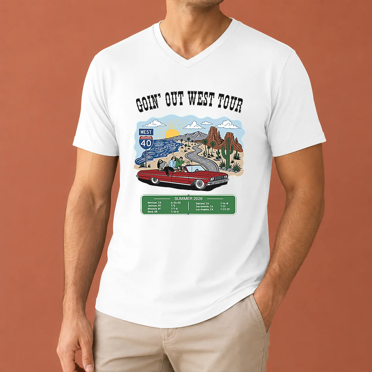 Awesome Panic Goin Out West Tour V-Neck Shirt Awesome Panic Goin Out West Tour V-Neck Shirt
