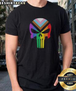 Awesome Punisher Marvel Skull Progressive Pride Shirt featuring a vibrant design for fans of Marvel and pride.