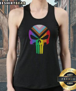 Awesome Punisher Marvel Skull Progressive Pride Tank top showcasing a vibrant design on a soft fabric.