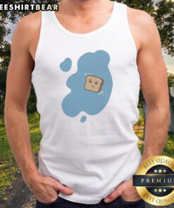 Awesome Toast In A Blue Puddle Of Water Funny Food Pun Cartoon Character Design Tank top featuring a whimsical toast character.