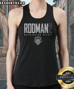 Awesome Trinity Rodman Washington Spirit 2 Tank top featuring vibrant team colors and logo.
