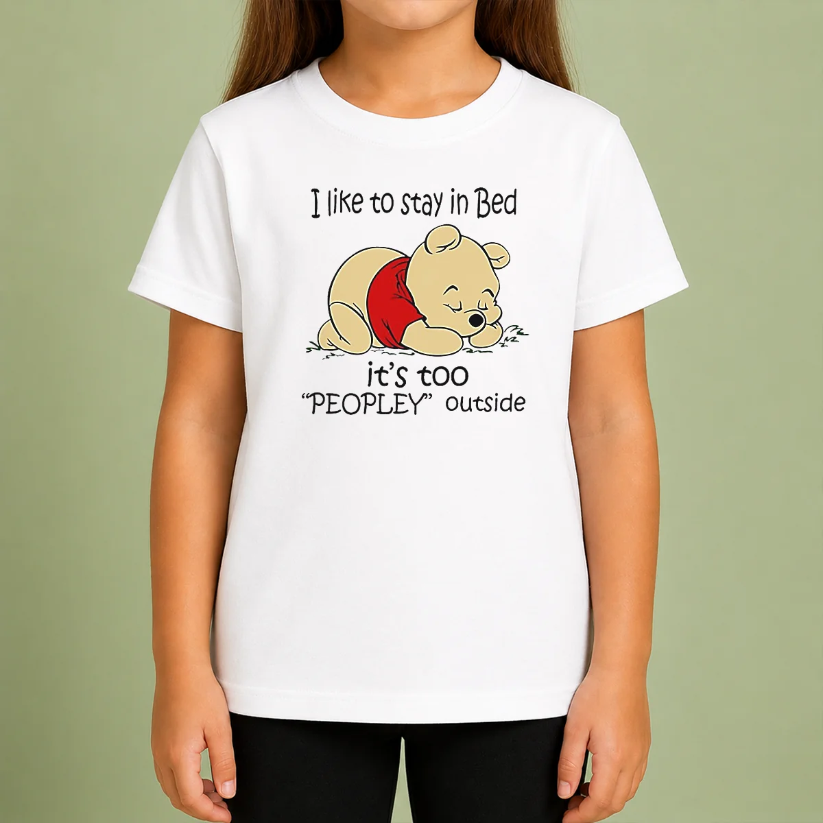 Awesome Winnie The Pooh Sleeping I Like To Stay In Bed Kids T-Shirt