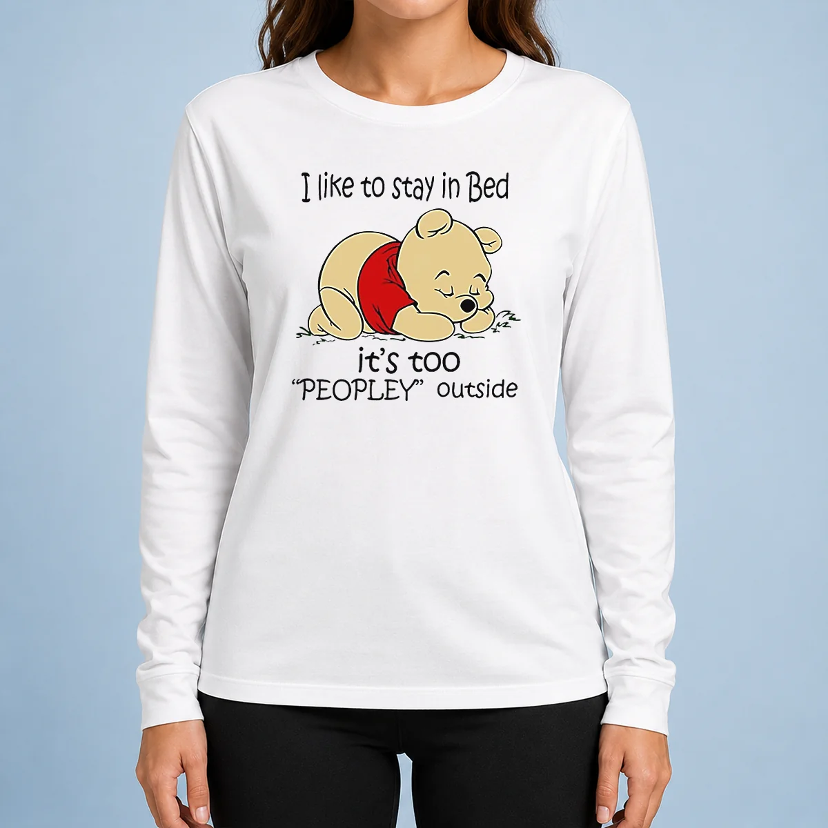 Awesome Winnie The Pooh Sleeping I Like To Stay In Bed Long Sleeve Shirt