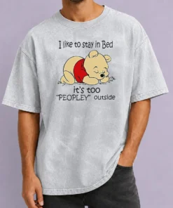 Awesome Winnie The Pooh Sleeping I Like To Stay In Bed Washed T-Shirt