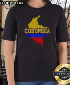 Colombia Map Flag Bold Distressed Text Fan Art Ladies Shirt