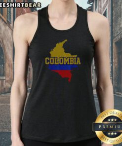 Colombia Map Flag Bold Distressed Text Fan Art Tank Top