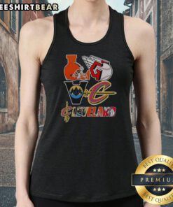 Funny Cleveland Browns Cleveland Guardians Cleveland Cavaliers Cleveland Monsters Love Cleveland Teams Sport Tank top featuring vibrant team logos.