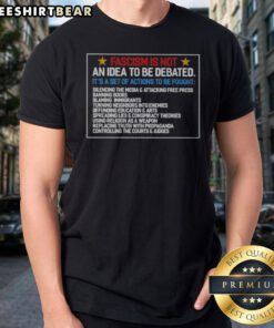 Funny Fascism Is Not An Idea To Be Debated Set Of Actions To Be Fought Shirt displayed on a neutral background