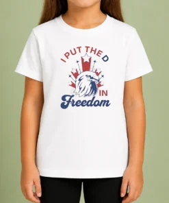 Funny I Put The D In Freedom Eagle 4th Of July Kids T-Shirt