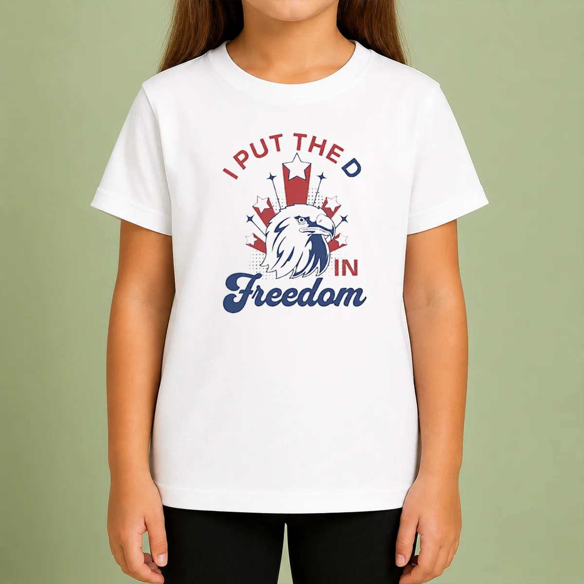 Funny I Put The D In Freedom Eagle 4th Of July Kids T-Shirt