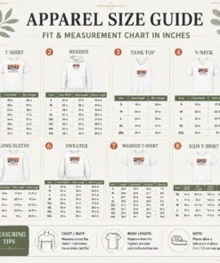 Size chart for Funny Lets Trip Athletic Dept Go Sports showing measurements in inches and cm