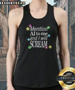 Funny Mention AI To Me And I Will Scream Y2K Aesthetic Retro Nostalgia Neon Quote Tank top on display