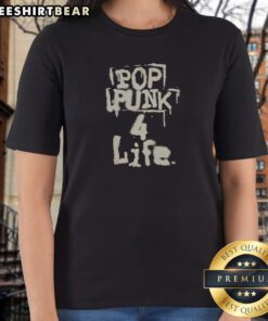 Funny Pop Punk 4 Life Ladies Shirt featuring a vibrant graphic design for pop punk enthusiasts