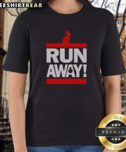 Funny Run Away From The Rabbit Ladies Shirt featuring a playful design for animal lovers.