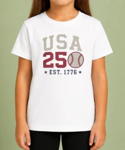 Funny USA 250 EST 1776 Baseball Team Spirit Kids T-Shirt