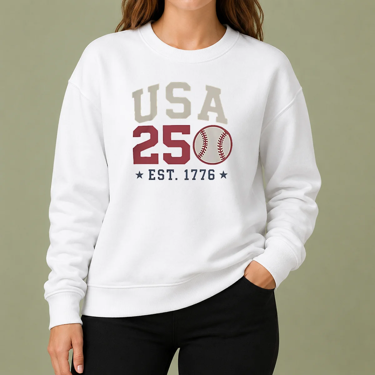 Funny USA 250 EST 1776 Baseball Team Spirit Sweater