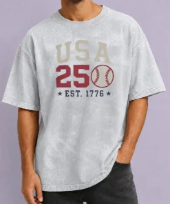 Funny USA 250 EST 1776 Baseball Team Spirit Washed T-Shirt