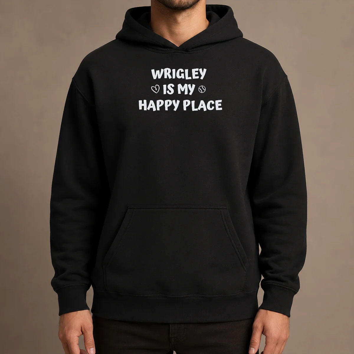 Funny Wrigley Is My Happy Place Chicago Cubs Hoodie