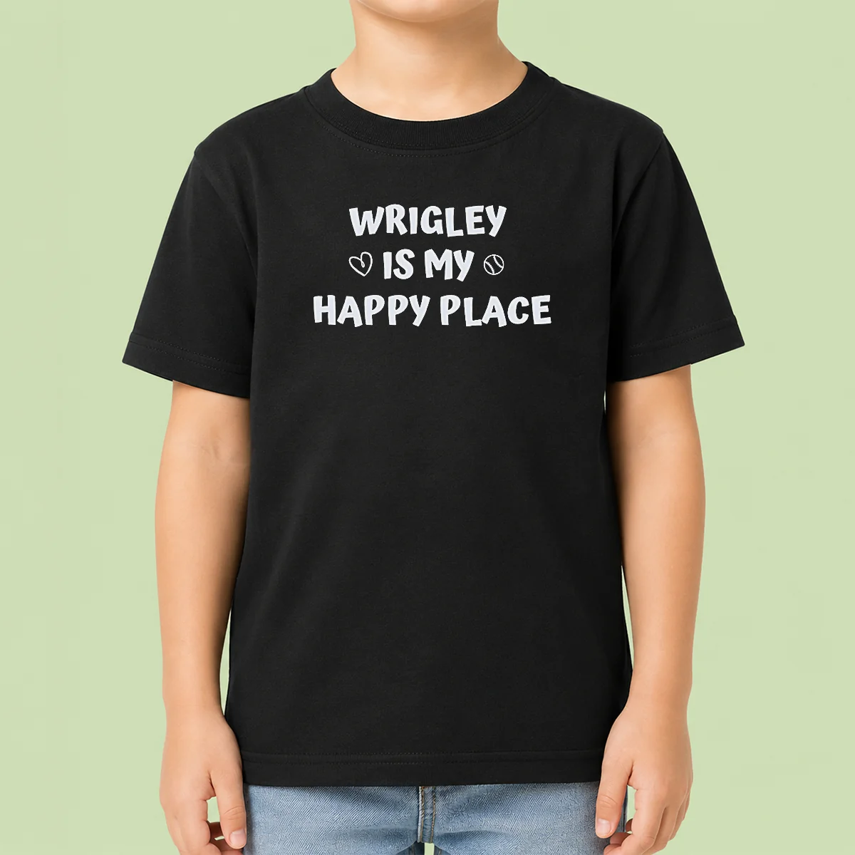 Funny Wrigley Is My Happy Place Chicago Cubs Kids T-Shirt