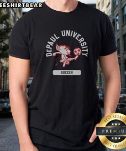 Good Dibs Depaul Blue Demons Soccer Depaul University Depaul University Soccer Shirt displayed on a hanger