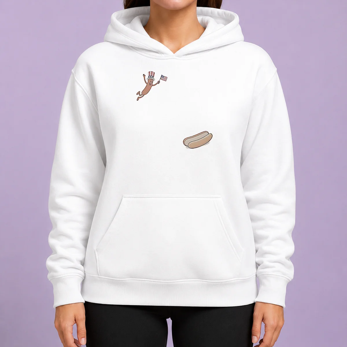 Good Hotdog Freedom Dive Meme Hoodie in black with front graphic print, cozy pullover style with drawstring hood and kangaroo pocket
