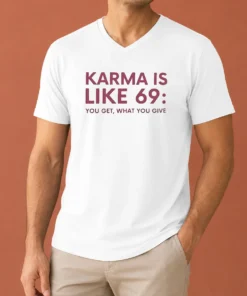 Good Karma Is Like 69 You Get What You Give V-Neck Shirt