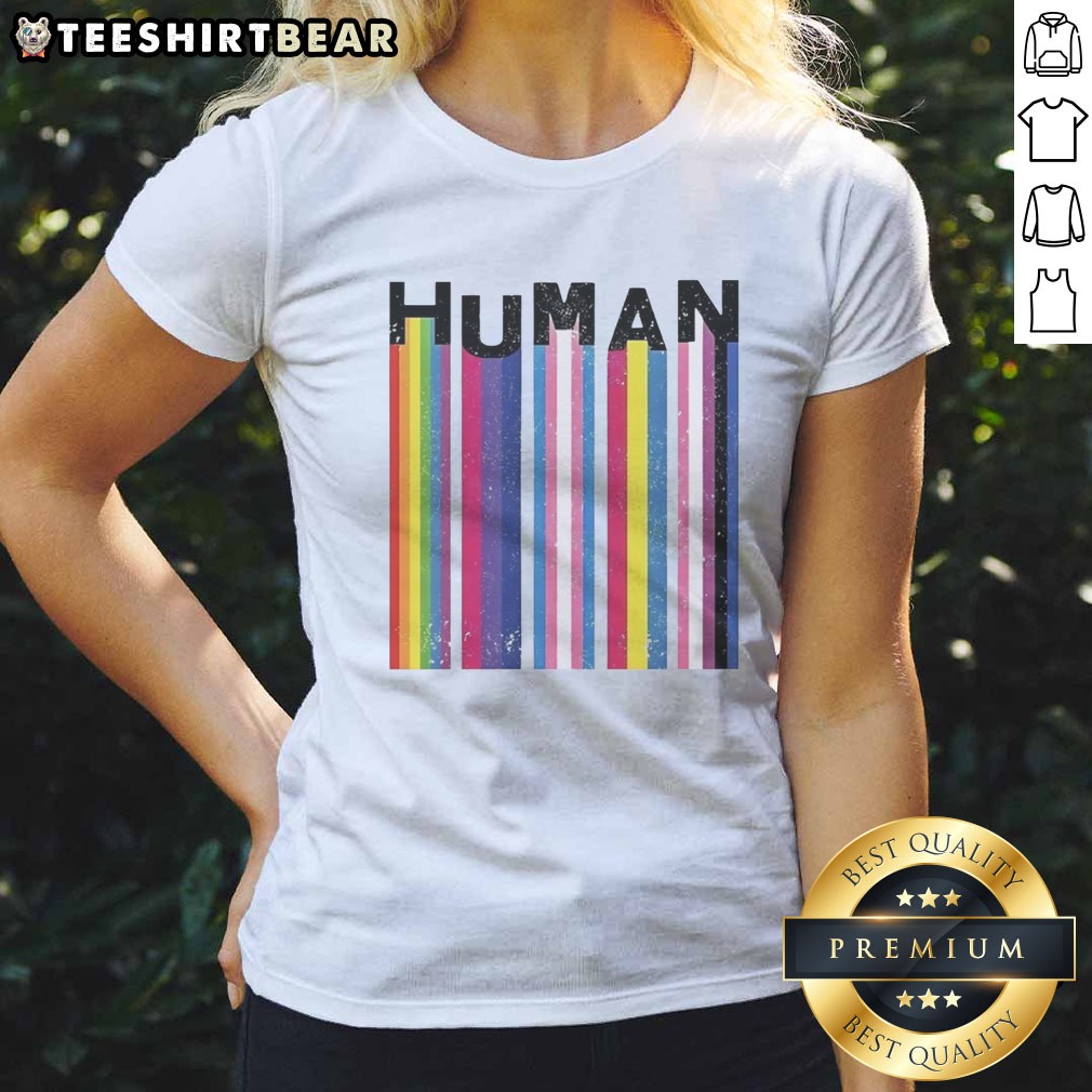 Good LGBTQ Human Pride Flags Shirt on Ladies Shirt Good LGBTQ Human Pride Flags Shirt shown as a ladies shirt preview
