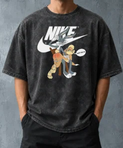 Good Nike Bugs Bunny Spanking Lola Washed T Shirt showing front graphic on soft washed cotton fabric