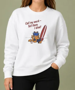 Good Orange Cat Relaxing At The Beach Call My Work Tell Them I Died Sweater